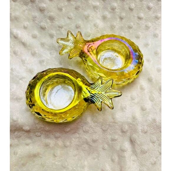 Yankee Candle Iridescent Glass Pineapple Tealight Candle Holders (2)-NEW - Picture 6 of 6